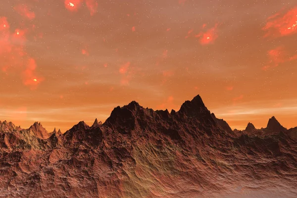 3D Εικονογράφηση της επιφάνειας του πλανήτη Άρη — Φωτογραφία Αρχείου