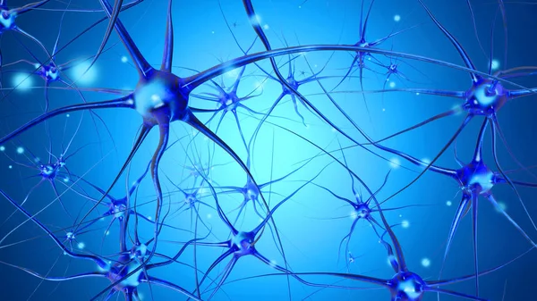 3D utsmält Illustration av signalöverföring i en Neuronal — Stockfoto