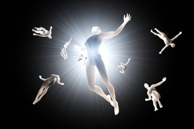 Souls of the deceased streaming into the white light clipart