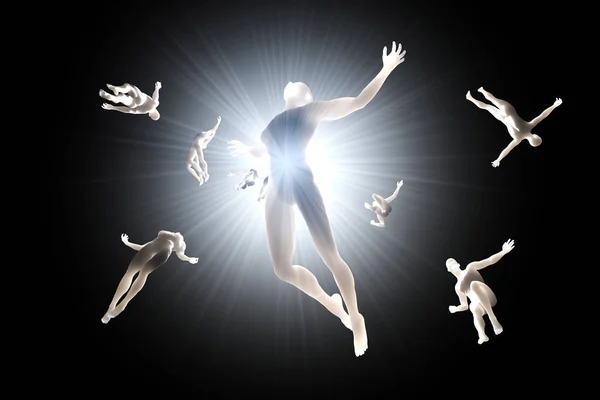 Souls of the deceased streaming into the white light — Stock Photo, Image