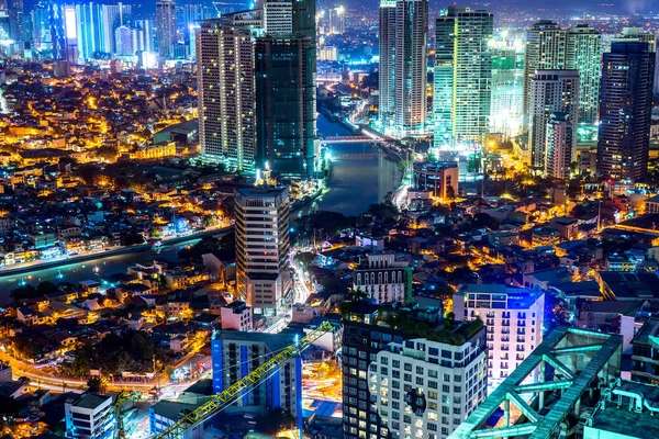 Skyline de Manila pelo rio Pasig — Fotografia de Stock