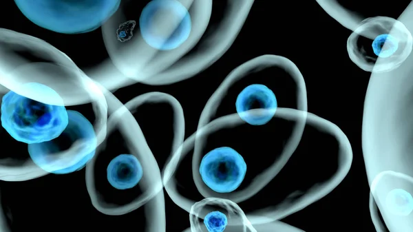 3D-Illustration lebender Zellen unter dem Mikroskop — Stockfoto