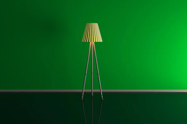 Yeşil odadaki bir lambanın 3 boyutlu çizimi — Stok fotoğraf