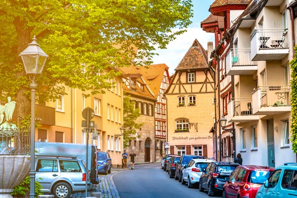 Streetscene av den medeltida staden Nürnberg i Tyskland — Stockfoto