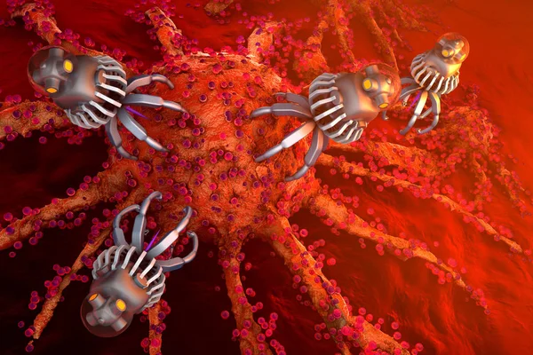 Nano botok támadó rákos sejt — Stock Fotó