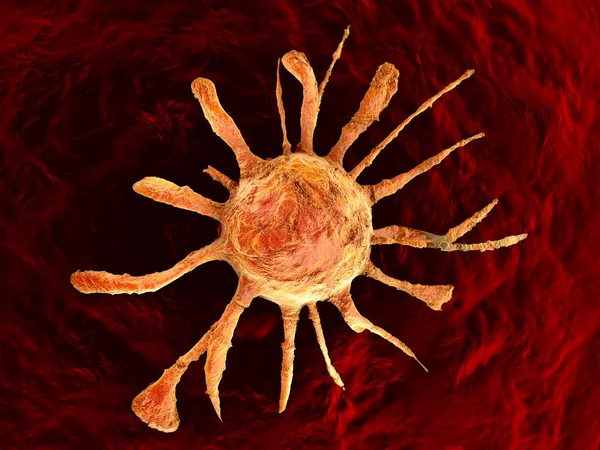 A growing Cancer cell spreading on healthy Tissue — Stock Photo, Image