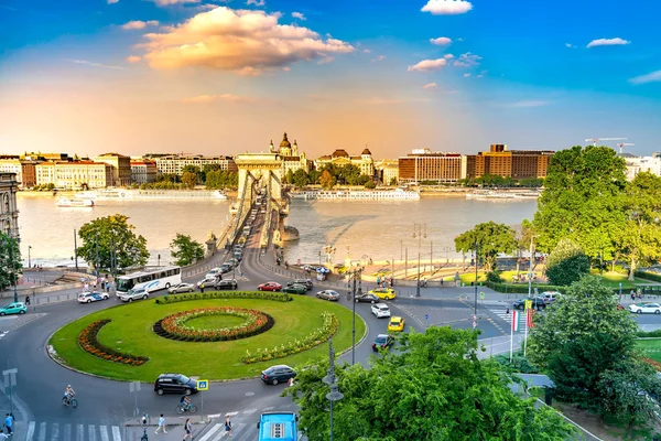 Panoramic View over Budapest and the river Danube — Stock Photo, Image