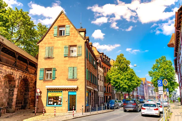 Streetscene av den medeltida staden Nürnberg i Tyskland — Stockfoto