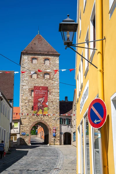 Historisk arkitektur i byen Wemding i Tyskland - Stock-foto