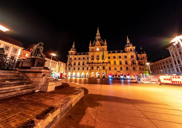 The main square of Graz at night — Stock Photo, Image
