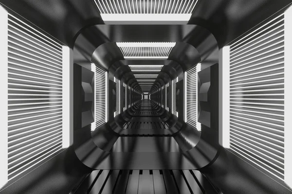 Nave espacial Hallway render — Fotografia de Stock