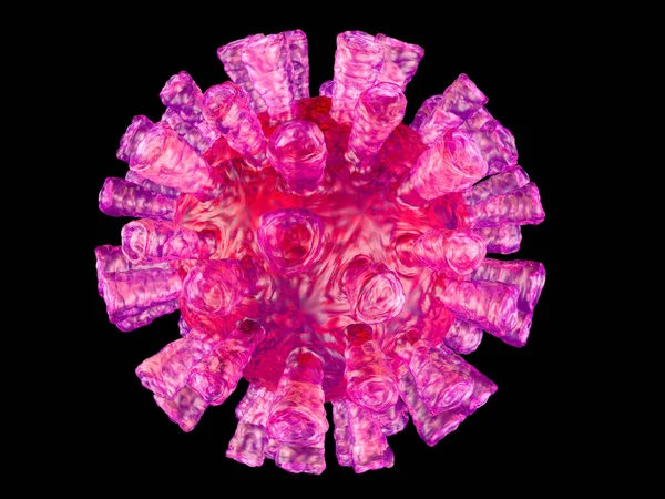 कोरोनाव्हायरस उर्फ कोविड-१९ व्हायरस व्हिज्युअलायझेशन काळ्यावर वेगळे — स्टॉक फोटो, इमेज