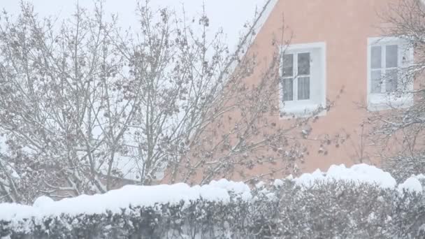 Uitzicht Een Klein Huis Winter — Stockvideo