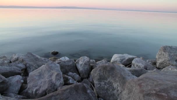Zonsondergang Aan Het Balatonmeer — Stockvideo