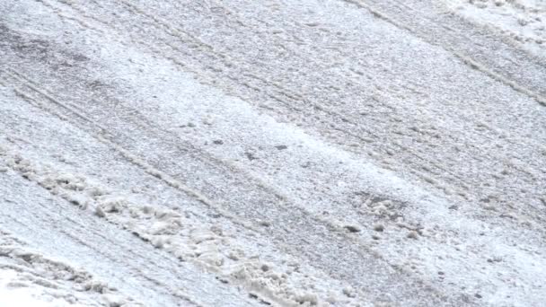 雪道を通る交通標識 — ストック動画