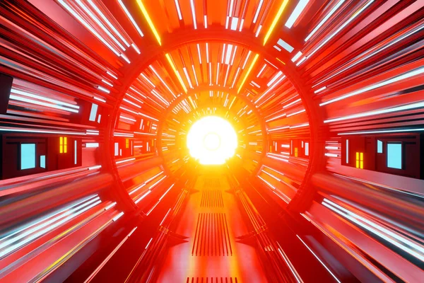 Explosion in a Science fiction Tunnel Animation — Stock Photo, Image