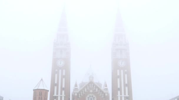 Vista Estática Sobre Cúpula Szeged Inverno Sul Hungria Europa — Vídeo de Stock