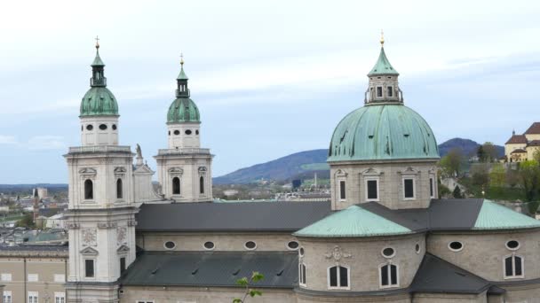 Veduta Sulle Antiche Torri Della Cattedrale Salisburgo Austria — Video Stock