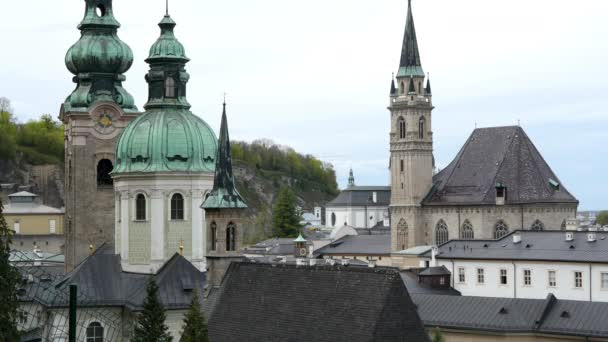 Vue Sur Les Anciennes Tours Cathédrale Salzbourg Autriche — Video