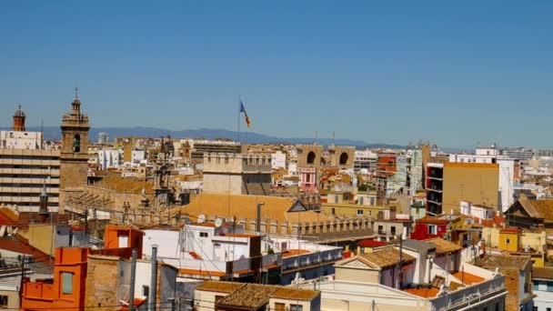 Vista Panorámica Los Edificios Históricos Del Casco Antiguo Valencia España — Vídeo de stock