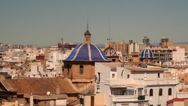 Panoramisch Uitzicht Historische Gebouwen Oude Binnenstad Van Valencia Spanje — Stockvideo