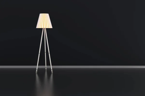 3D-Illustration einer Lampe in einem dunklen Raum — Stockfoto