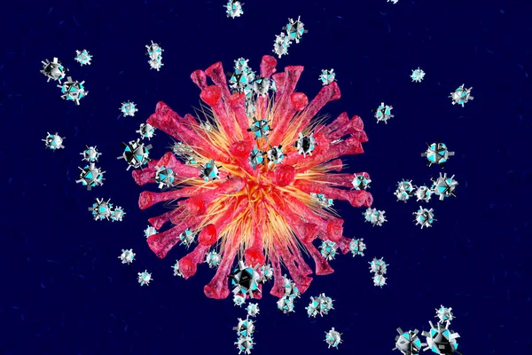 Egy vírust megtámadó nanobotok — Stock Fotó