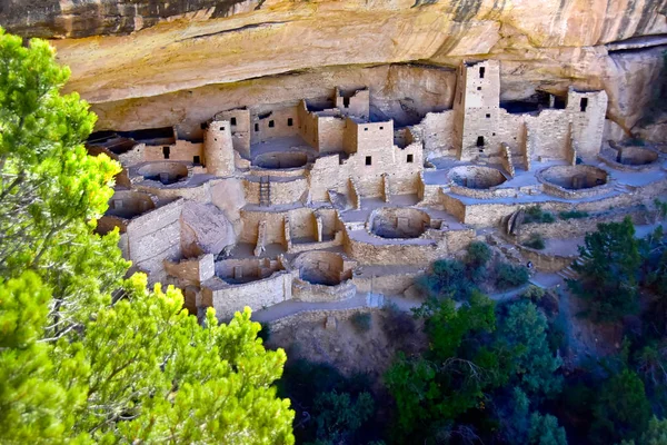 Cliff Palace Ruinas Antiguas Parque Nacional Mesa Verde Colorado —  Fotos de Stock