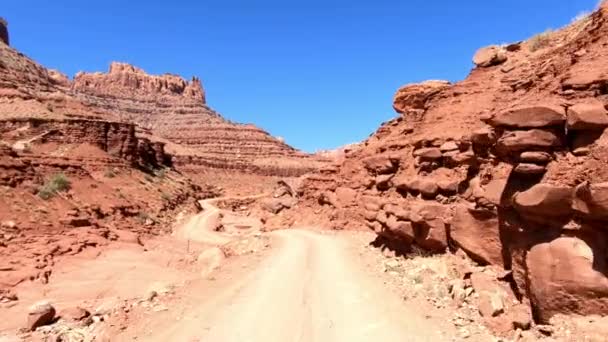 Potash Road Niedaleko Moab Stanie Utah Montowane Pojeździe Kamery — Wideo stockowe