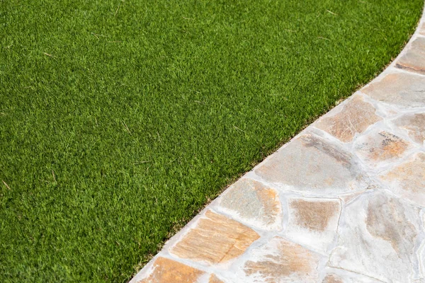 New Artificial Grass Installed Walkway — Stock Photo, Image