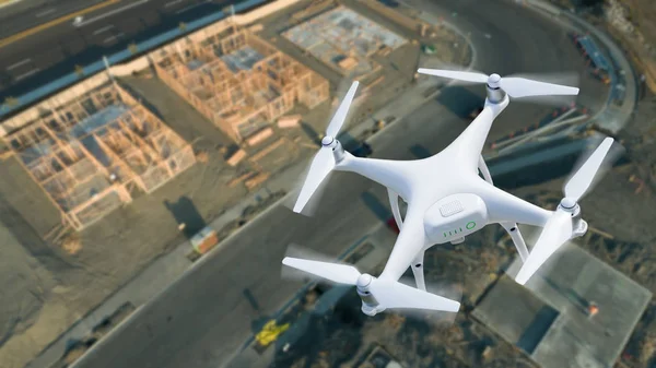 Obemannade Luftfartyg Uav System Quadcopter Drone Luften Över Byggarbetsplatsen — Stockfoto