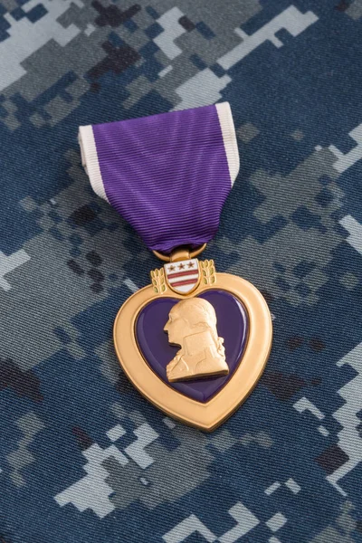 Purple Heart War Medal Navy Camouflage Material — Stock Photo, Image