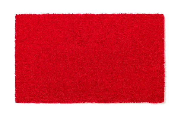 Üres Piros Üdvözlő Szőnyeg Elszigetelt Fehér Háttér Készen Áll Saját — Stock Fotó