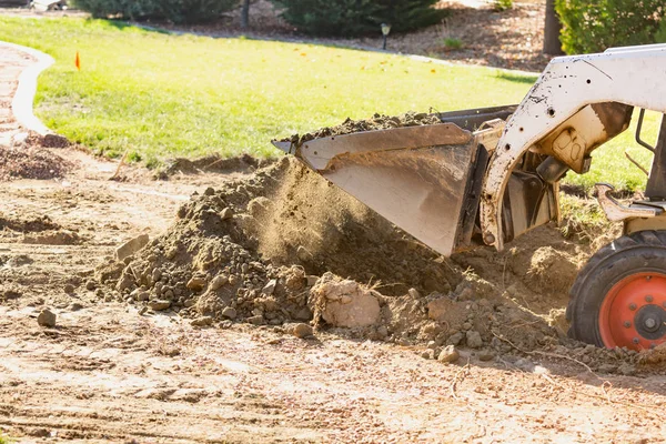 Escavação Pequena Bulldozer Quintal Para Instalação Associação — Fotografia de Stock