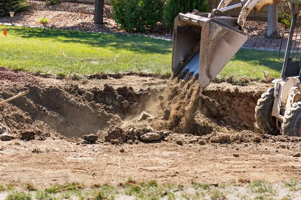 Escavação Pequena Bulldozer Quintal Para Instalação Associação — Fotografia de Stock