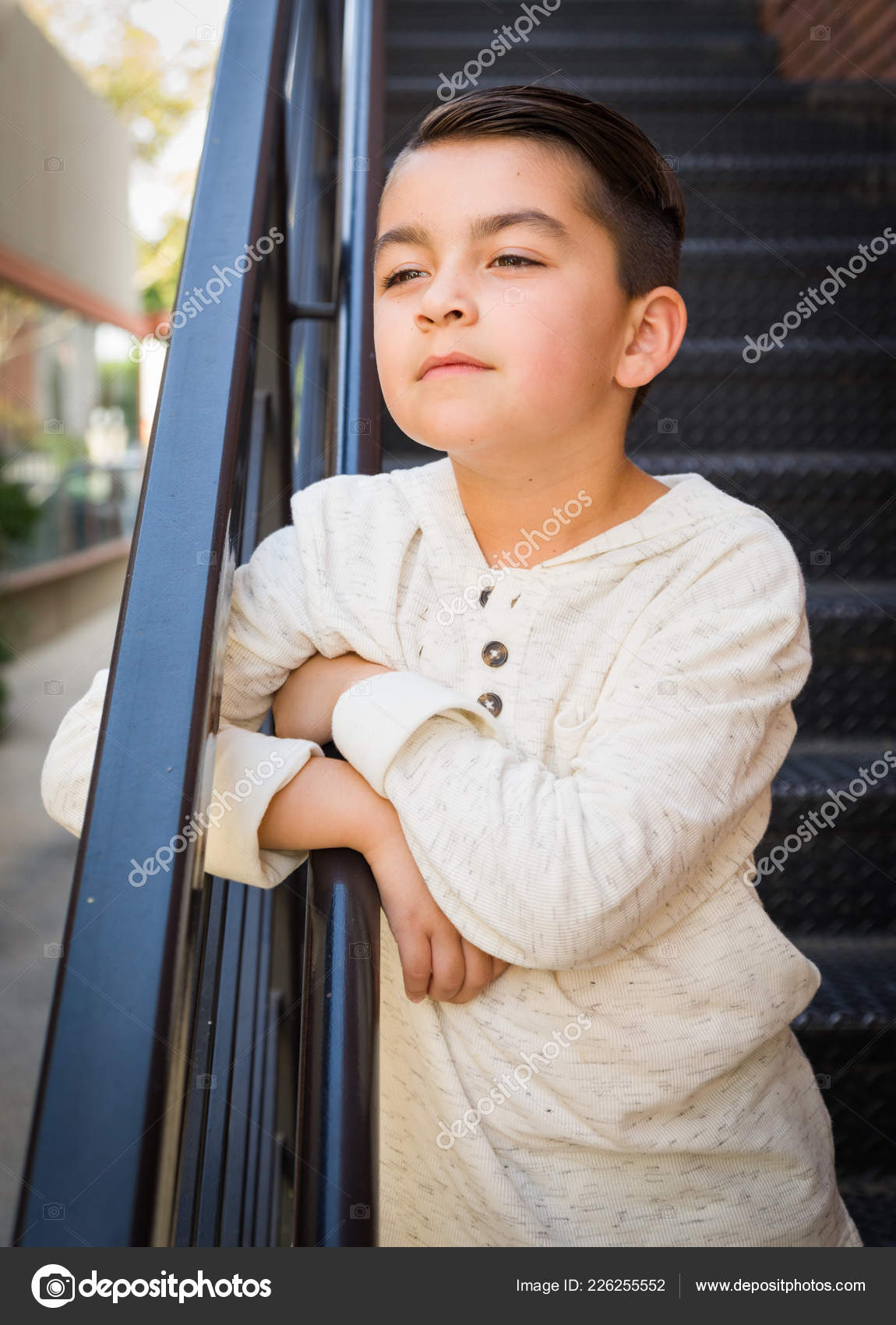 Portrait Mixed Race Young Hispanic Caucasian Boy — Stock Photo