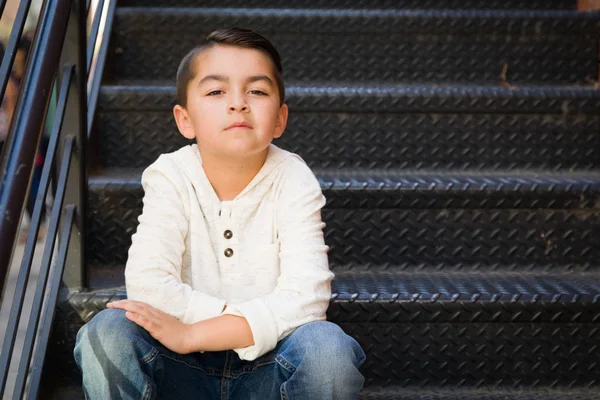 Portrait Mixed Race Young Hispanic Caucasian Boy — Stock Photo, Image
