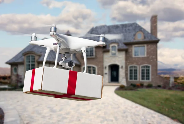 Sistema Aviones Tripulados Uav Quadcopter Drone Entrega Caja Con Cinta —  Fotos de Stock