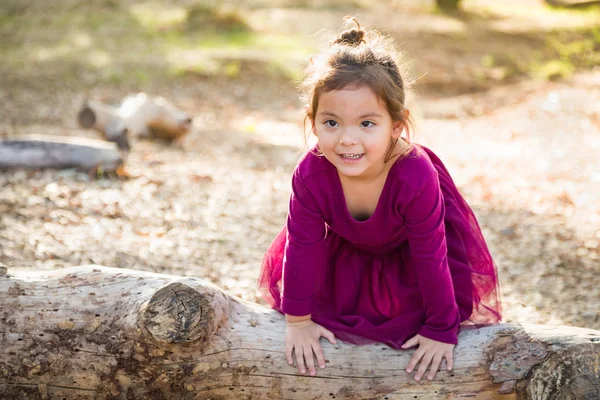 Cute Young Mixed Race Baby Girl Playing Outdoors — Stock Photo, Image