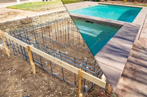 Before and After Pool Build Construction Site.