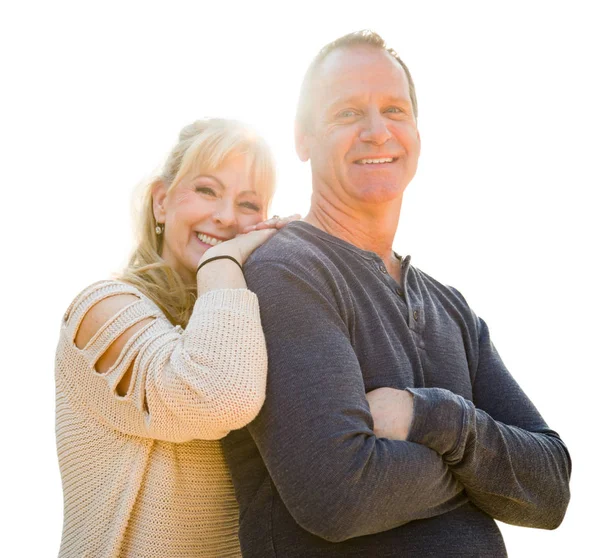 Vonzó középkorú pár izolált fehér háttér — Stock Fotó