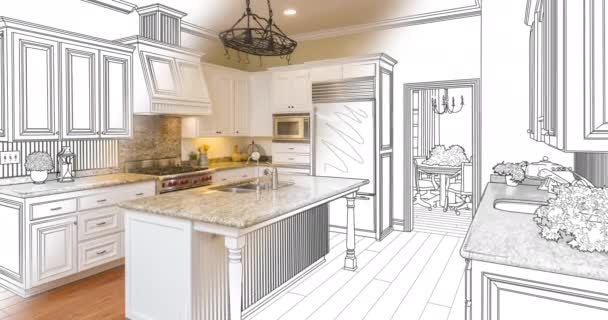 Custom Kitchen Drawing Transitioning Photograph — Stock Video