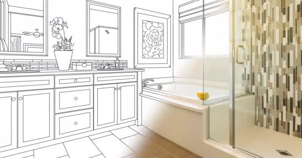 Baño Personalizado Dibujo Transición Fotografía — Vídeo de stock