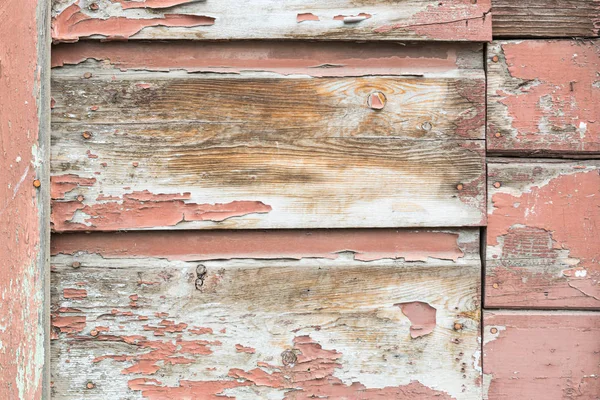 Weathered Wood panel vägg med peeling Paint strukturerad bakgrund — Stockfoto