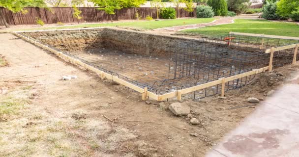 Looping Cinemagraph Senza Soluzione Continuità Della Costruzione Della Piscina Che — Video Stock