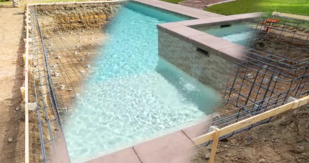 Looping Cinemagraph Senza Soluzione Continuità Della Costruzione Della Piscina Che — Video Stock