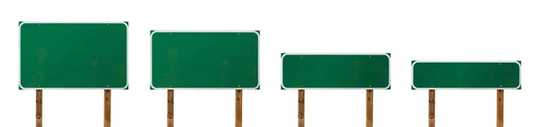 Set of Different Sized Blank Green Road Signs Isolated on a White Background — Stock Photo, Image