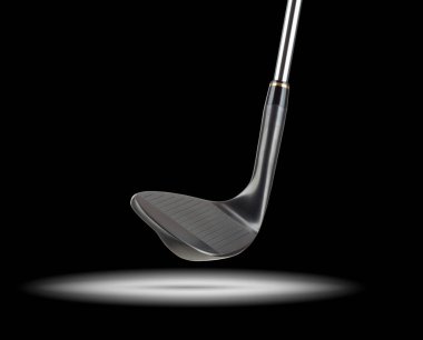 Siyah Arka Plan ile Spot Işık Altında Siyah Golf Club Kama Demir