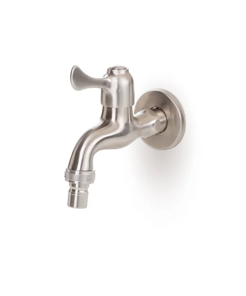Faucet de aço inoxidável personalizado isolado em um fundo branco — Fotografia de Stock