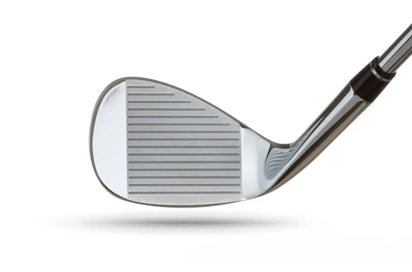 Gezicht van Chrome Golf Club wig opstrijkbare witte achtergrond — Stockfoto